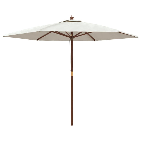 Sandfarbener Sonnenschirm mit Holzmast 299x240 cm