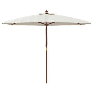 Sandfarbener Sonnenschirm mit Holzmast 299x240 cm