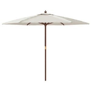 Sandfarbener Sonnenschirm mit Holzmast 299x240 cm