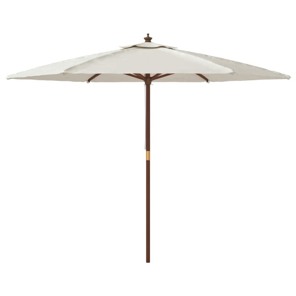 Sandfarbener Sonnenschirm mit Holzmast 299x240 cm