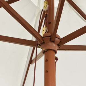 Sandfarbener Sonnenschirm mit Holzmast 299x240 cm