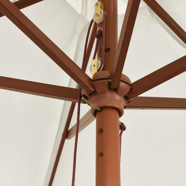 Sandfarbener Sonnenschirm mit Holzmast 299x240 cm
