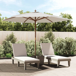 Sandfarbener Sonnenschirm mit Holzmast 299x240 cm