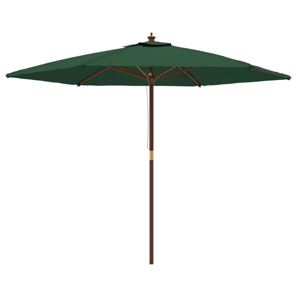 vidaXL Parasol avec Mât en Bois Vert 299x240 cm