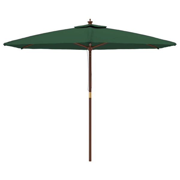 vidaXL Parasol avec Mât en Bois Vert 299x240 cm