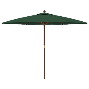 vidaXL Parasol avec Mât en Bois Vert 299x240 cm
