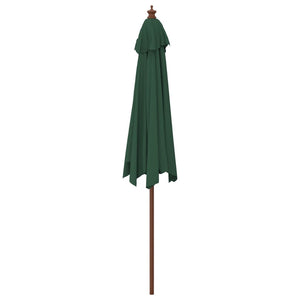 vidaXL Parasol avec Mât en Bois Vert 299x240 cm