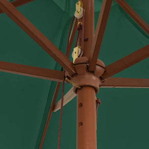 vidaXL Parasol avec Mât en Bois Vert 299x240 cm
