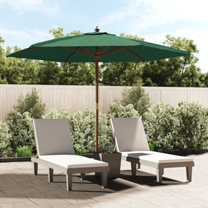 vidaXL Parasol avec Mât en Bois Vert 299x240 cm