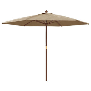 Taupe Sonnenschirm mit Holzmast 299x240 cm