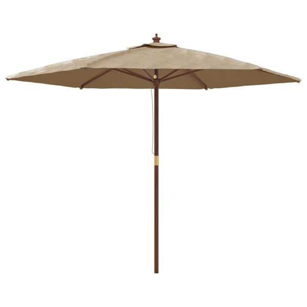 Taupe Sonnenschirm mit Holzmast 299x240 cm