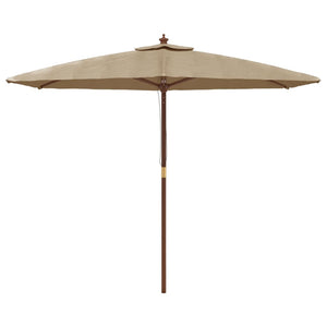 Taupe Sonnenschirm mit Holzmast 299x240 cm