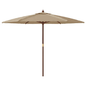 Taupe Sonnenschirm mit Holzmast 299x240 cm