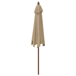 Taupe Sonnenschirm mit Holzmast 299x240 cm