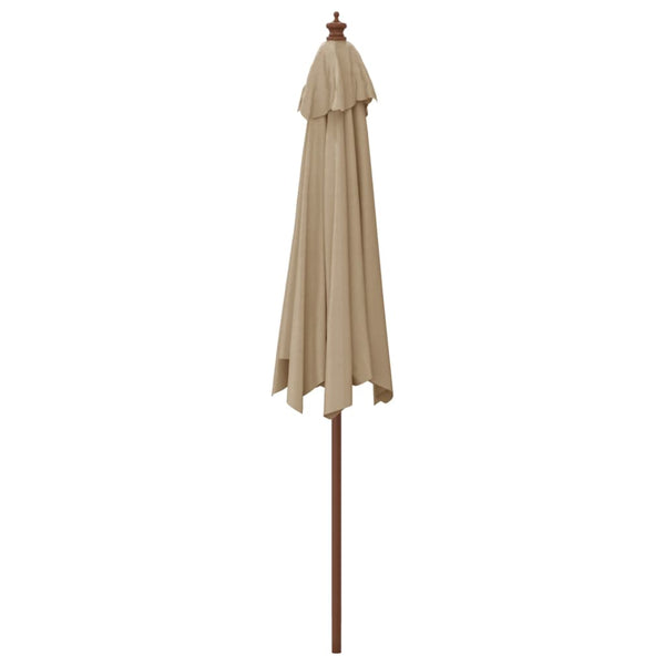 Taupe Sonnenschirm mit Holzmast 299x240 cm