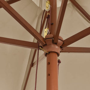 Taupe Sonnenschirm mit Holzmast 299x240 cm