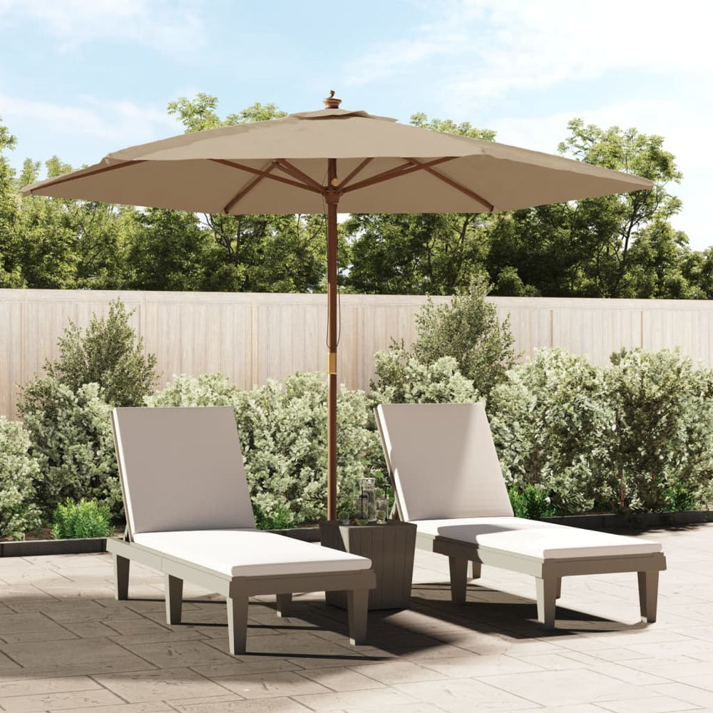 Taupe Sonnenschirm mit Holzmast 299x240 cm