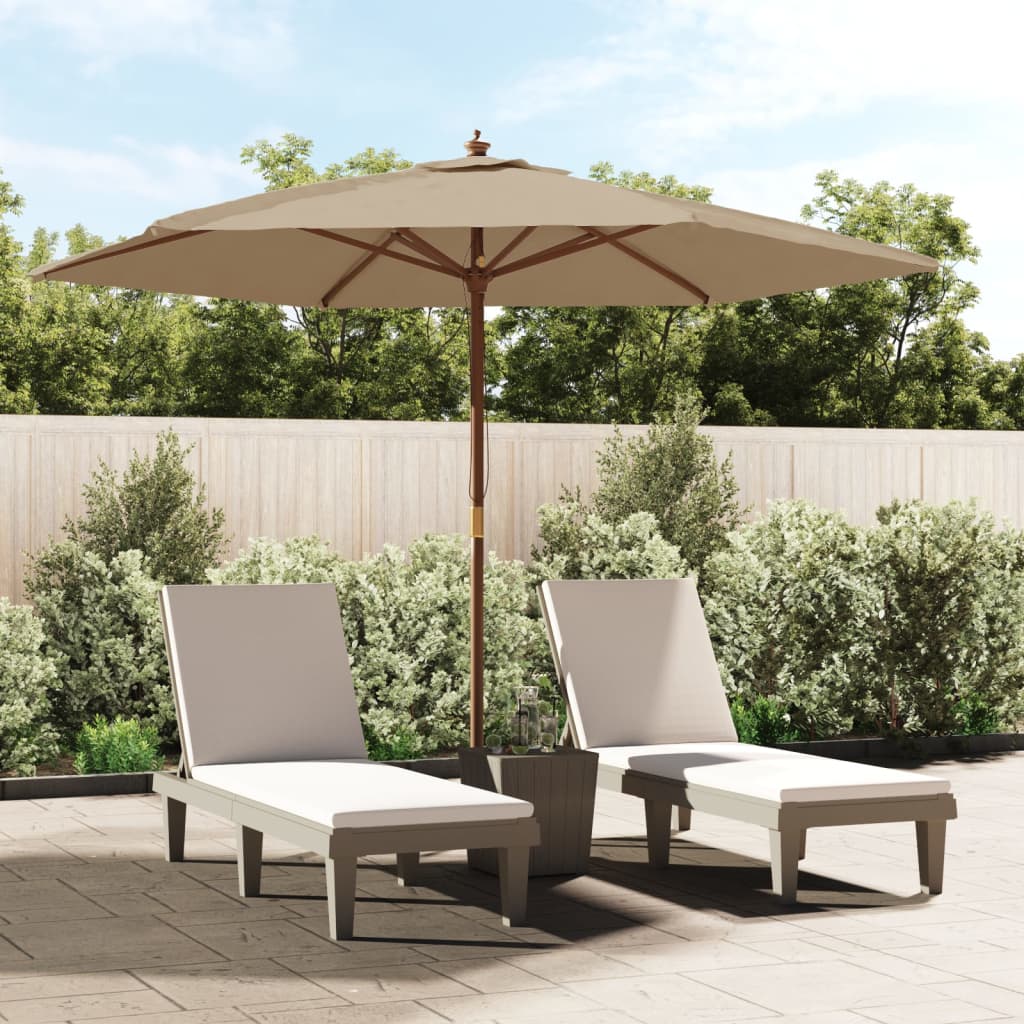 Taupe Sonnenschirm mit Holzmast 299x240 cm