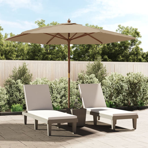 Taupe Sonnenschirm mit Holzmast 299x240 cm