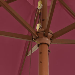 Bordeauxroter Sonnenschirm mit Holzmast 299x240 cm