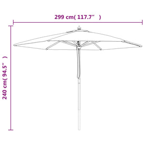 Bordeauxroter Sonnenschirm mit Holzmast 299x240 cm