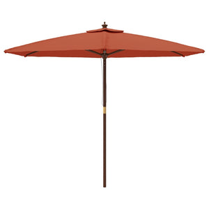 Terrakotta Sonnenschirm mit Holzmast 299x240 cm