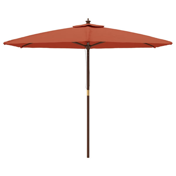 Terrakotta Sonnenschirm mit Holzmast 299x240 cm