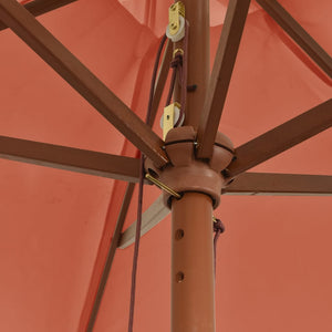 Terrakotta Sonnenschirm mit Holzmast 299x240 cm