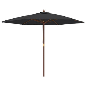 vidaXL Parasol avec mât en bois Noir 299x240 cm