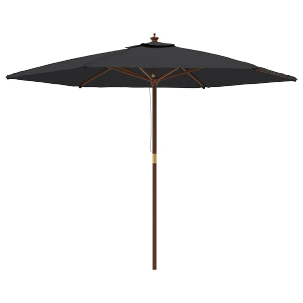 vidaXL Parasol avec mât en bois Noir 299x240 cm