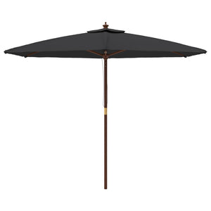 vidaXL Parasol avec mât en bois Noir 299x240 cm