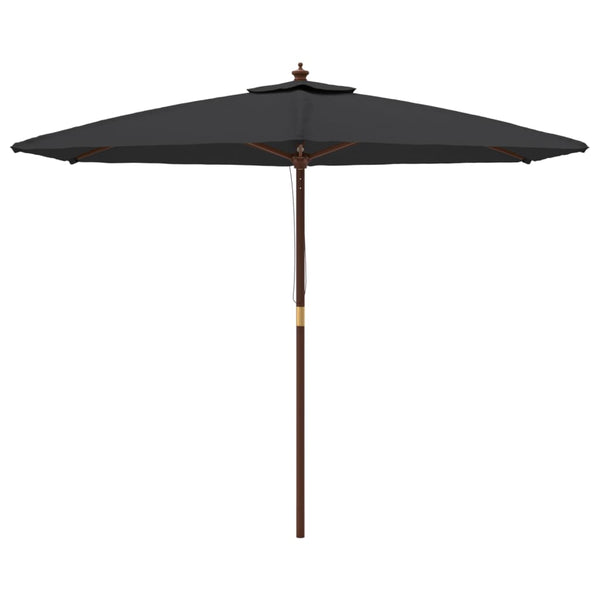 vidaXL Parasol avec mât en bois Noir 299x240 cm