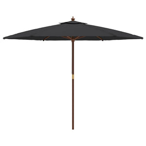 vidaXL Parasol avec mât en bois Noir 299x240 cm