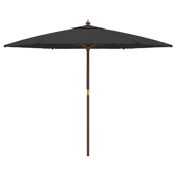 vidaXL Parasol avec mât en bois Noir 299x240 cm