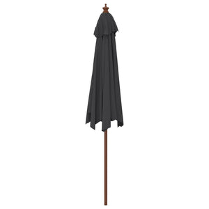vidaXL Parasol avec mât en bois Noir 299x240 cm