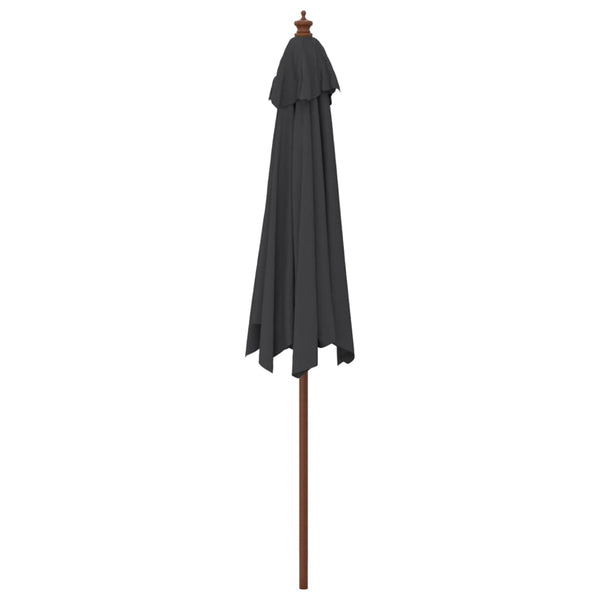 vidaXL Parasol avec mât en bois Noir 299x240 cm