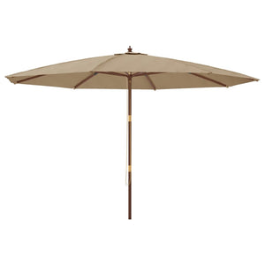 Taupe Sonnenschirm mit Holzmast 400x273 cm