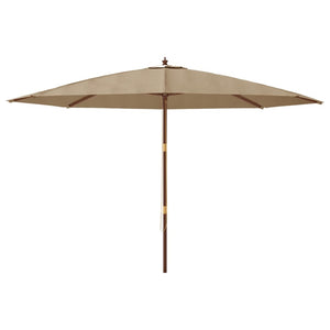 Taupe Sonnenschirm mit Holzmast 400x273 cm