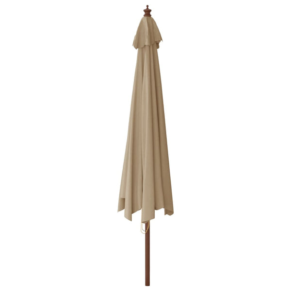 Taupe Sonnenschirm mit Holzmast 400x273 cm