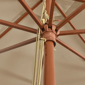 Taupe Sonnenschirm mit Holzmast 400x273 cm