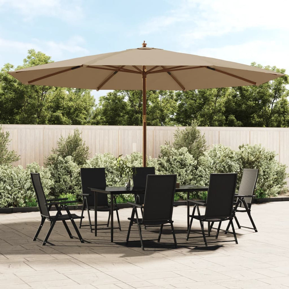 Taupe Sonnenschirm mit Holzmast 400x273 cm