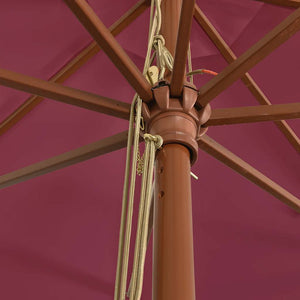 Bordeauxroter Sonnenschirm mit Holzmast 400x273 cm