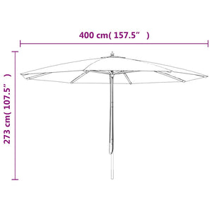 Bordeauxroter Sonnenschirm mit Holzmast 400x273 cm
