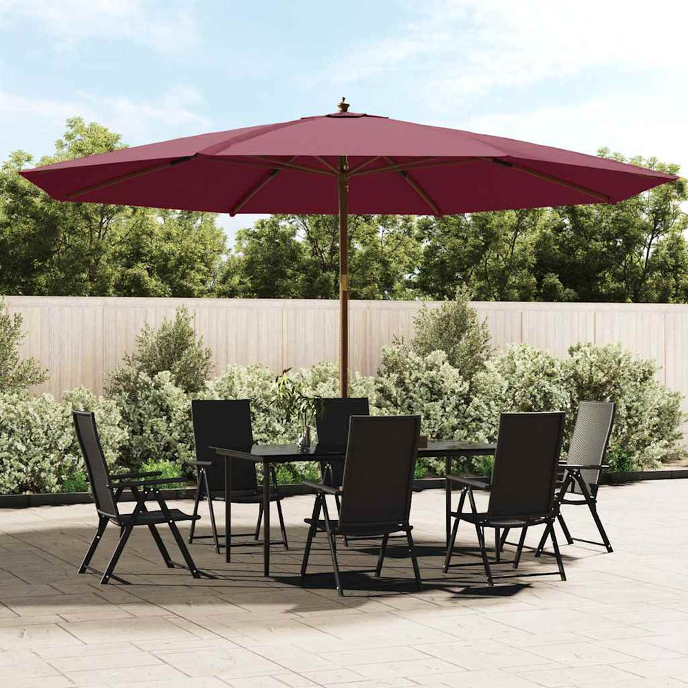 Bordeauxroter Sonnenschirm mit Holzmast 400x273 cm