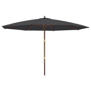 vidaXL Parasol avec mât en bois Noir 400x273 cm