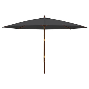 vidaXL Parasol avec mât en bois Noir 400x273 cm