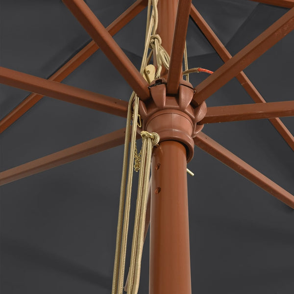 vidaXL Parasol avec mât en bois Noir 400x273 cm