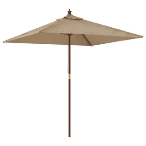 Taupe Sonnenschirm mit Holzmast 198x198 cm