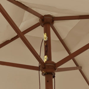 Taupe Sonnenschirm mit Holzmast 198x198 cm