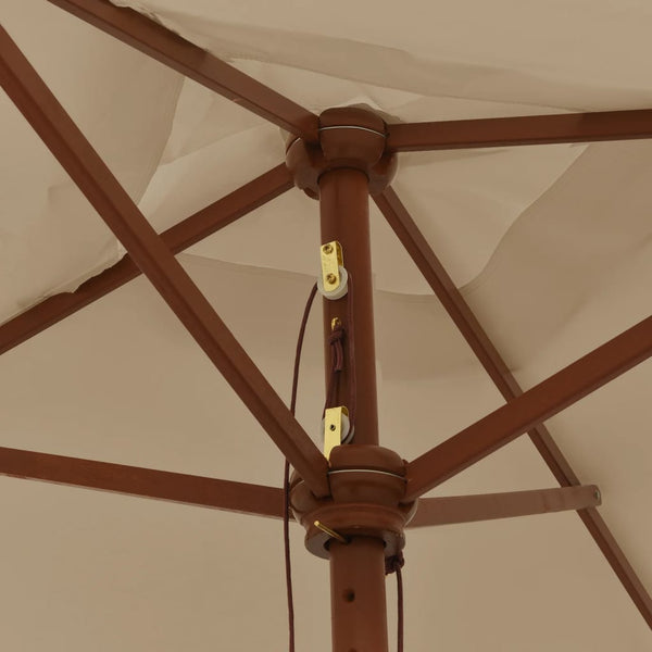 Taupe Sonnenschirm mit Holzmast 198x198 cm